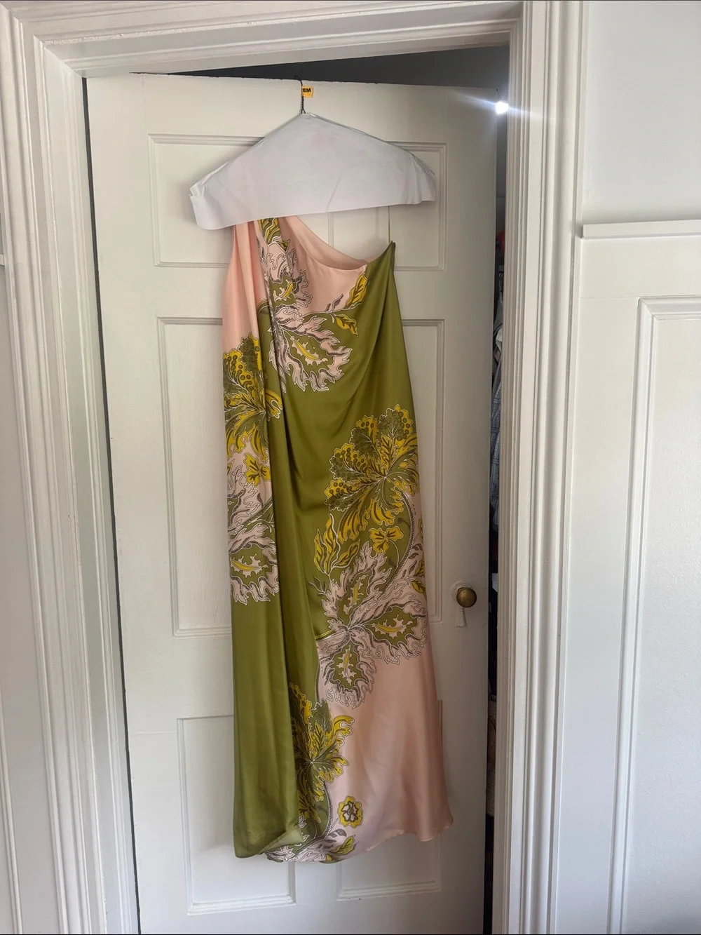LA DoubleJ Pink and Lime Green Botanical Maxi dress